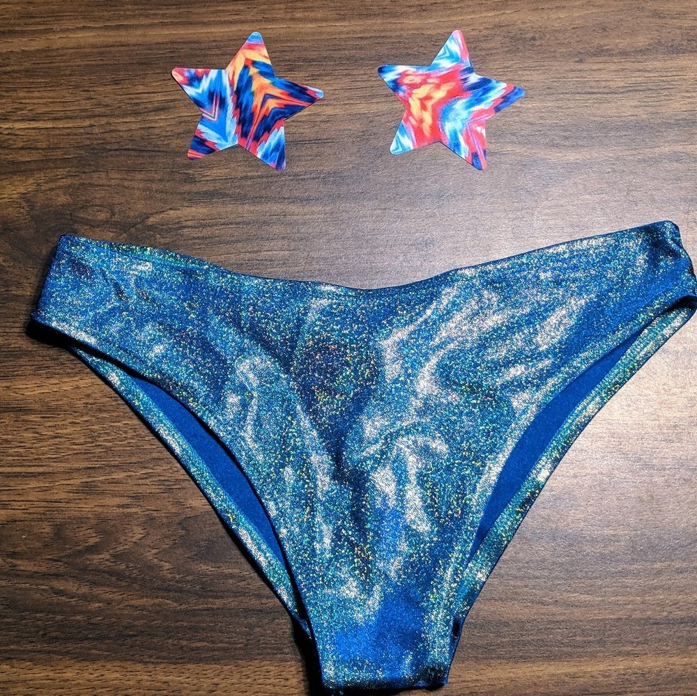 Holographic Blue Rave Bottoms